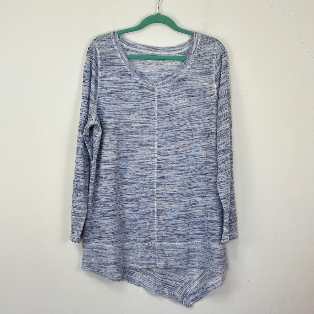 Soft Surroundings Women's Space Dye Heather Blue Asymmetric Long Sleeve Top XL